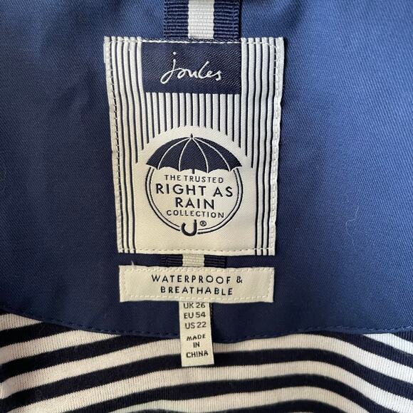 Joules Shoreside Waterproof Hooded Coat Navy Rain Jacket Preppy Classic Plus 22 - Picture 12 of 14